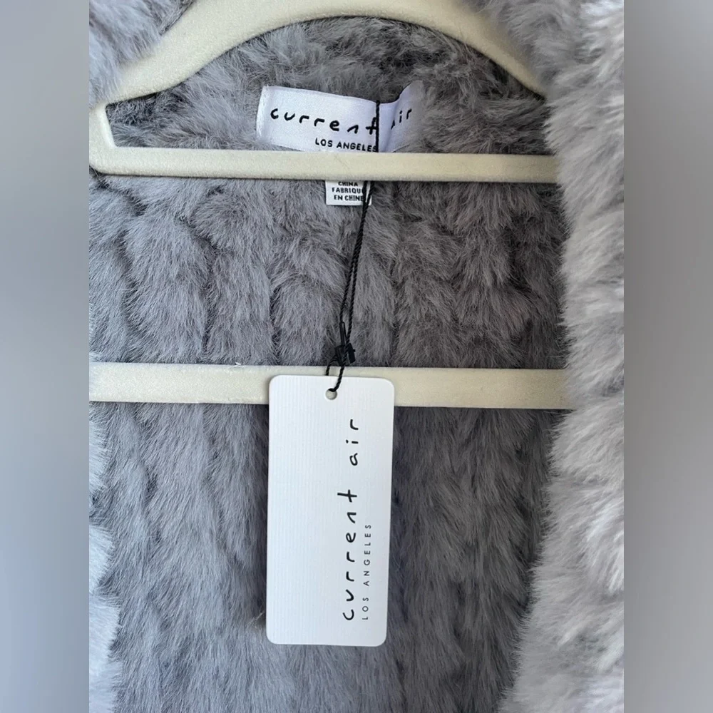 Current Air - Anthropologie | Draped Collar Faux Fur Vest in Gray - NWT
